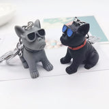 Sidiou Group Creative Cartoon Cute Bulldog Keychain Sunglasses Dog Key Chain Couple Keyring Bag Pendant Animal Shaped Ornaments