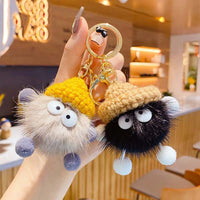 Sidiou Group Cute Cartoon Briquettes Doll Keychain Furball Plush Fluffy Key Ring For Women Men Bag Pendant Car Key Holder Toys Kids Gift