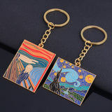 Sidiou Group Van Gogh Art Enamel Keychain Classic Oil Painting Starry Sky Metal Pendant Key Chain For Artist Men Women Bag Keyholder Gift