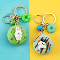 Sidiou Group Cute Sweet Donut Keychain For Keys Cat Rabbit Corgi Pet Key Chain Creative Backpack Car Pendant Accessories Keyring Gifts