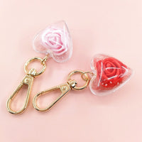 Sidiou Group Romantic Heart Shaped Rose Pendant Keychain Transparent Eternal Flower Key Chain For Women Car Handbag Decor Valentine Day Gift