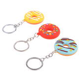 Sidiou Group Donut Cartoon Keychain For Car PVC Key Pendant Creative Small Bread Food Keyring Ornaments Accessories Trinket Gift