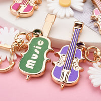 Sidiou Group Fashion Metal Violin Keychain For Women Men Car Bag Musical Instrument Key Chain Heart Buckle Flower Keyring Musician Party Gift