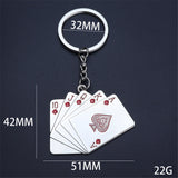 Sidiou Group Manufacturer Fashion Men Mini Playing Cards Pendant Keychain Unisex Creative Vintage Metal Flush Poker Car Key Holders Decor