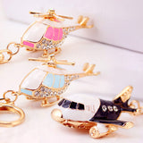 Sidiou Group Creative Aircraft Helicopter Model Metal Keychain Men Motorcycle Keyring Rhinestone Cute Cartoon Propeller Airplane Key Ring