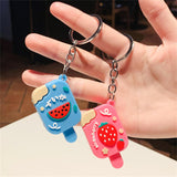 Sidiou Group New Personalized Cute Mini Cartoon Ice Cream Keychain Watermelon Strawberry Fruit Popsicle Summer PVC Bag Pendant Keyring