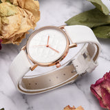 Sidiou Group Fashion Luxury Top Brand Women Leather Band Dress Quartz Wrist Watches Stylish Round White Casual Ladies Wristwatch