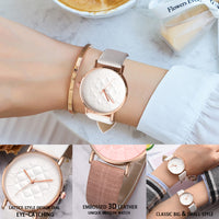 Sidiou Group Fashion Luxury Top Brand Women Leather Band Dress Quartz Wrist Watches Stylish Round White Casual Ladies Wristwatch