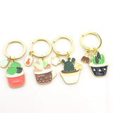 Sidiou Group Lovely Metal Cactus Pot Keychain Birthday Gift Succulent Plants Keyrings For Women Purse Decorative Pendant Accessories