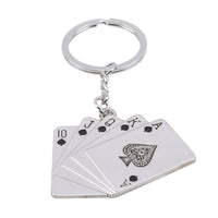 Sidiou Group Manufacturer Fashion Men Mini Playing Cards Pendant Keychain Unisex Creative Vintage Metal Flush Poker Car Key Holders Decor