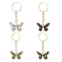 Sidiou Group Fashion Diamond Crystal Butterfly Pendant Keychain Creative Girl Handbag Charm Cute Metal Insect Key Ring Ornaments