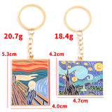 Sidiou Group Van Gogh Art Enamel Keychain Classic Oil Painting Starry Sky Metal Pendant Key Chain For Artist Men Women Bag Keyholder Gift