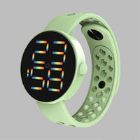 Sidiou Group New Fashion LED Digital Watch For Women Round Dial Sports Electronic Wrist Watch Waterproof Breathable Silicone Watches