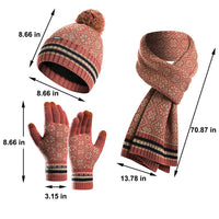 Sidiou Group Winter 3 Pieces Knitted Snowflake Beanie Cap Warm Scarf Touch Screen Gloves Set For Unisex Ski Scarves Hat And Glove Sets