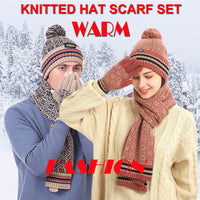 Sidiou Group Winter 3 Pieces Knitted Snowflake Beanie Cap Warm Scarf Touch Screen Gloves Set For Unisex Ski Scarves Hat And Glove Sets