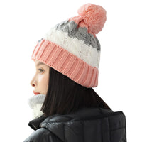 Sidiou Group Wholesale Fashion Warm Thicken Fleece Lining Knitted Pom Pom Beanie Hat And Windproof Scarves For Women Ski Winter Hat Scarf Set