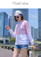 UPF50 UV Skin Clothing New Stitching Sunscreen Clothing Color Fashion Wild Hooded Sunscreen Shirt