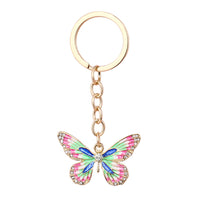 Sidiou Group Fashion Diamond Crystal Butterfly Pendant Keychain Creative Girl Handbag Charm Cute Metal Insect Key Ring Ornaments