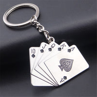 Sidiou Group Manufacturer Fashion Men Mini Playing Cards Pendant Keychain Unisex Creative Vintage Metal Flush Poker Car Key Holders Decor