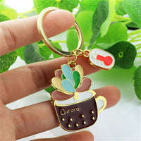 Sidiou Group Lovely Metal Cactus Pot Keychain Birthday Gift Succulent Plants Keyrings For Women Purse Decorative Pendant Accessories