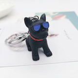 Sidiou Group Creative Cartoon Cute Bulldog Keychain Sunglasses Dog Key Chain Couple Keyring Bag Pendant Animal Shaped Ornaments