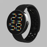 Sidiou Group New Fashion LED Digital Watch For Women Round Dial Sports Electronic Wrist Watch Waterproof Breathable Silicone Watches