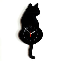 Sidiou Group Acrylic Wall Clock Cute Wagging Tail Cat Shaped Design Kids Bedroom Wall Decoration Unique Gift Creative Cartoon Mute DIY Wall