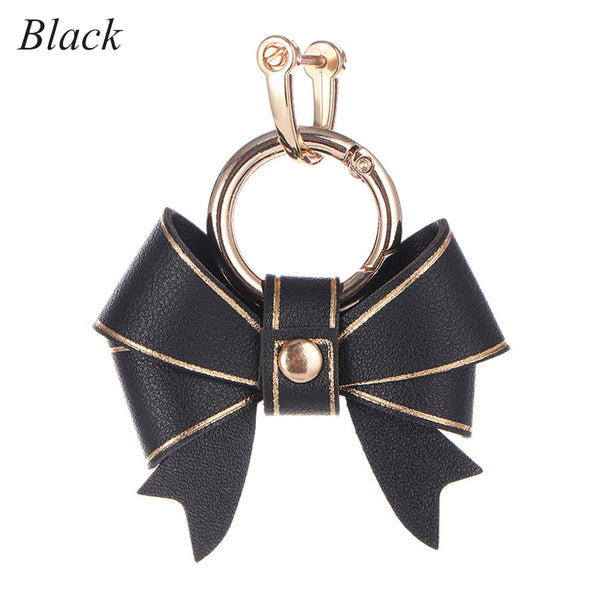 Sidiou Group Luxury Design Handmade Bow Ladies Car Keychain Pendant Fashion Faux Leather Key Ring Bag Accessories For Women Girlfriend Gift