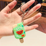 Sidiou Group New Personalized Cute Mini Cartoon Ice Cream Keychain Watermelon Strawberry Fruit Popsicle Summer PVC Bag Pendant Keyring