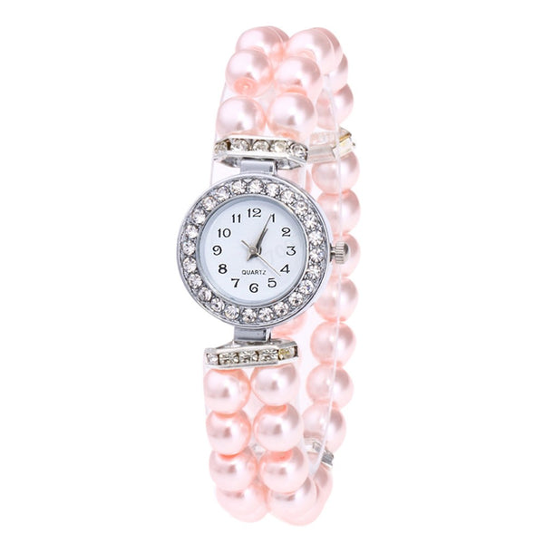 Sidiou Group Women Watches Simulated Pearl Rhinestone Luxury Elegant Wrist Band Bracelet Jewelry Gifts Promotional Watch Ladies Quartz Watch