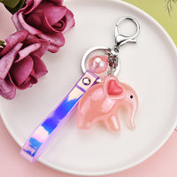 Sidiou Group Wholesale Acrylic Cute Cartoon Elephant Doll Magic Color Leather Rope Keychain Ladies Bag Pendant