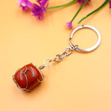 Sidiou Group Irregular Copper Wire Wrap Natural Stone Pendant Agate Quartz Crystal KeyChain Handbag Decor Backpack Keyring For Women Jewelry