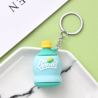 Sidiou Group New 3D PVC Soft Rubber Drink Bottle Hamburger Keychain Simulated Food Key Women Bag Accessories Gifts Pendant Creative Key Chain