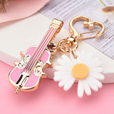 Sidiou Group Fashion Metal Violin Keychain For Women Men Car Bag Musical Instrument Key Chain Heart Buckle Flower Keyring Musician Party Gift