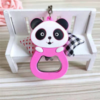 Sidiou Group Creative Cute PVC Soft Rubber Panda Key Chain Cartoon Silicone Beer Bottle Opener Keychain Wine Driver Key Ring