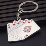 Sidiou Group Manufacturer Fashion Men Mini Playing Cards Pendant Keychain Unisex Creative Vintage Metal Flush Poker Car Key Holders Decor