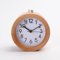 Sidiou Group Creative Classic Round Wooden Alarm Clock Arabic Numerals Wake Up Clock For Student Night Light Ceiling Display Time Clocks
