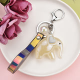 Sidiou Group Wholesale Acrylic Cute Cartoon Elephant Doll Magic Color Leather Rope Keychain Ladies Bag Pendant