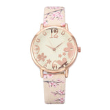 Sidiou Group Girls Luxury Watch Women New Fashion Embossed Flowers Small Fresh Printed Belt Dial Watch Female Student Quartz Watches