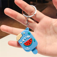 Sidiou Group New Personalized Cute Mini Cartoon Ice Cream Keychain Watermelon Strawberry Fruit Popsicle Summer PVC Bag Pendant Keyring