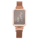 Sidiou Group New Screen Touch Design LED Digital Clock Watch Fashion Ladies Wristwatch Mesh Strap Watches Thin-light Alloy Bracelets Gift For Women