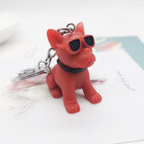 Sidiou Group Creative Cartoon Cute Bulldog Keychain Sunglasses Dog Key Chain Couple Keyring Bag Pendant Animal Shaped Ornaments