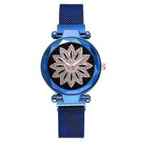 Sidiou Group Personality Romantic Starry Sky Women Magnetic Buckle Watches Fashion Ladies Rhinestone Flower Steel Mesh Belt Quartz Watch