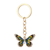 Sidiou Group Fashion Diamond Crystal Butterfly Pendant Keychain Creative Girl Handbag Charm Cute Metal Insect Key Ring Ornaments
