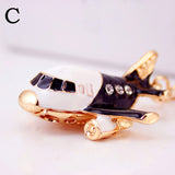 Sidiou Group Creative Aircraft Helicopter Model Metal Keychain Men Motorcycle Keyring Rhinestone Cute Cartoon Propeller Airplane Key Ring