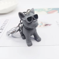 Sidiou Group Creative Cartoon Cute Bulldog Keychain Sunglasses Dog Key Chain Couple Keyring Bag Pendant Animal Shaped Ornaments