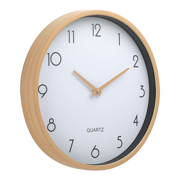 Sidiou Group Wholesale Wall Clock 12 Inch Quartz Clocks Nordic Modern Design Silent Wood Grain Digital Hanging Clock For Home Decoration