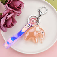 Sidiou Group Wholesale Acrylic Cute Cartoon Elephant Doll Magic Color Leather Rope Keychain Ladies Bag Pendant