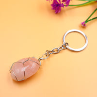 Sidiou Group Irregular Copper Wire Wrap Natural Stone Pendant Agate Quartz Crystal KeyChain Handbag Decor Backpack Keyring For Women Jewelry