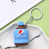 Sidiou Group New 3D PVC Soft Rubber Drink Bottle Hamburger Keychain Simulated Food Key Women Bag Accessories Gifts Pendant Creative Key Chain